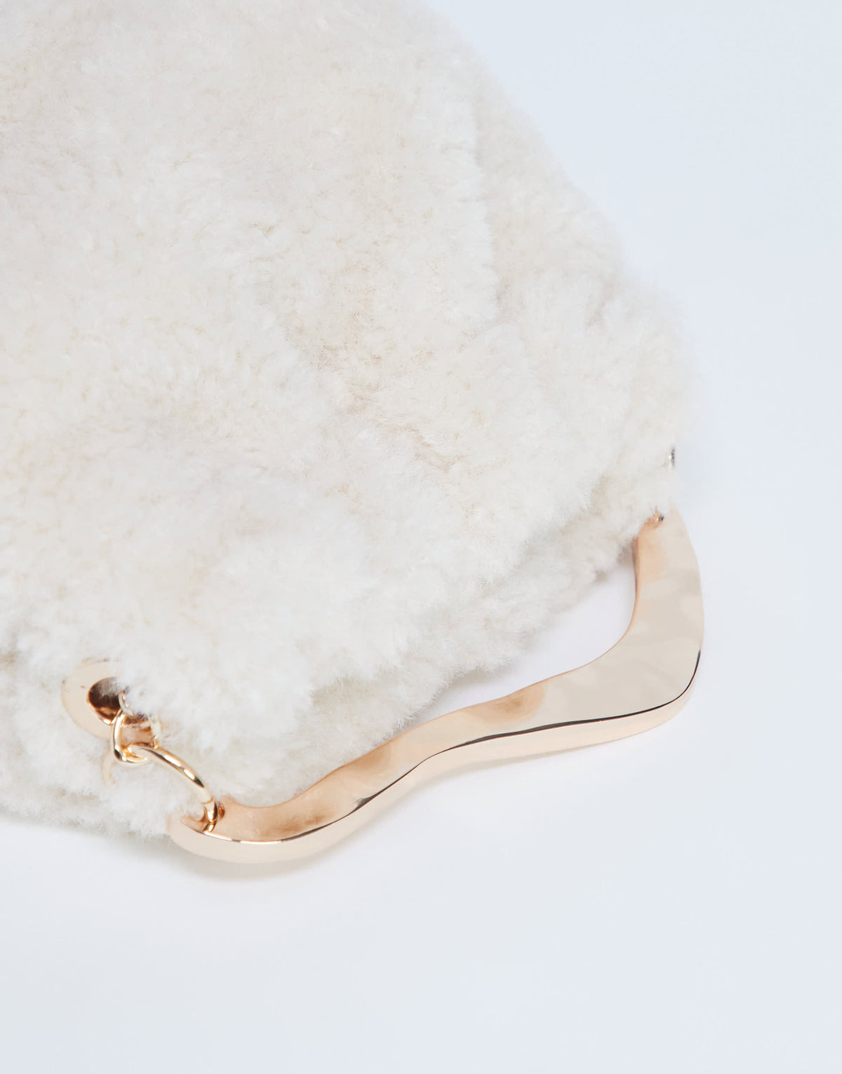 Topshop Gabriette borg metal trim handle grab bag in cream