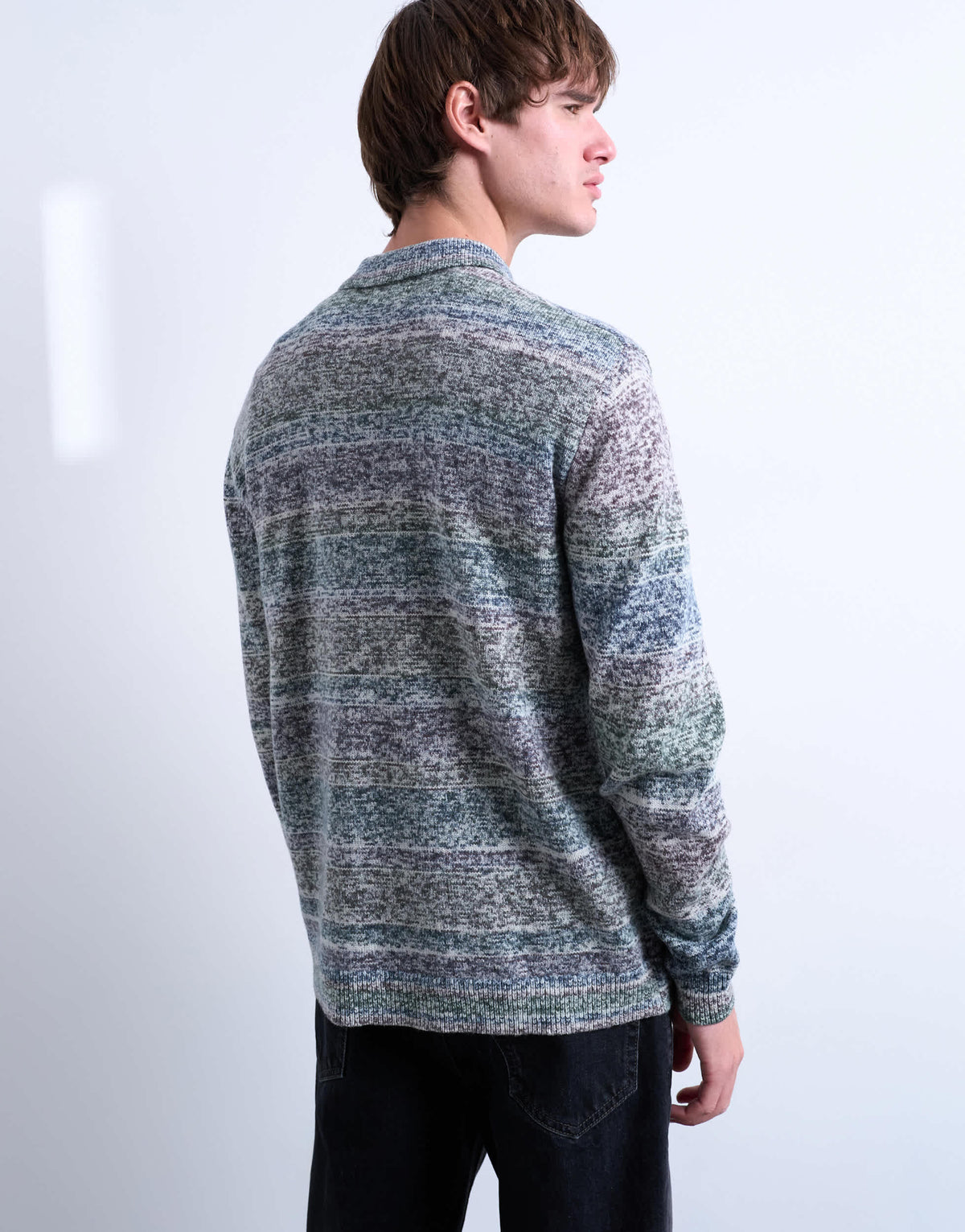 Topman regular fit button polo with space-dye knit in multi