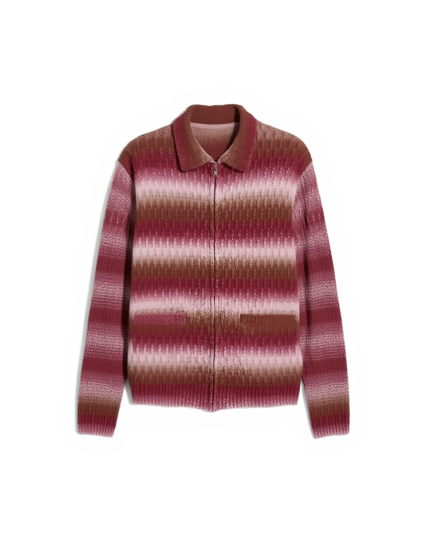 Topman knitted blend zip through cardigan in brown