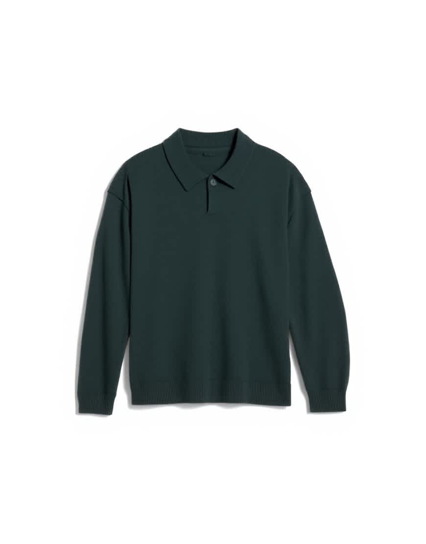 Topman knitted smart polo jumper in dark green