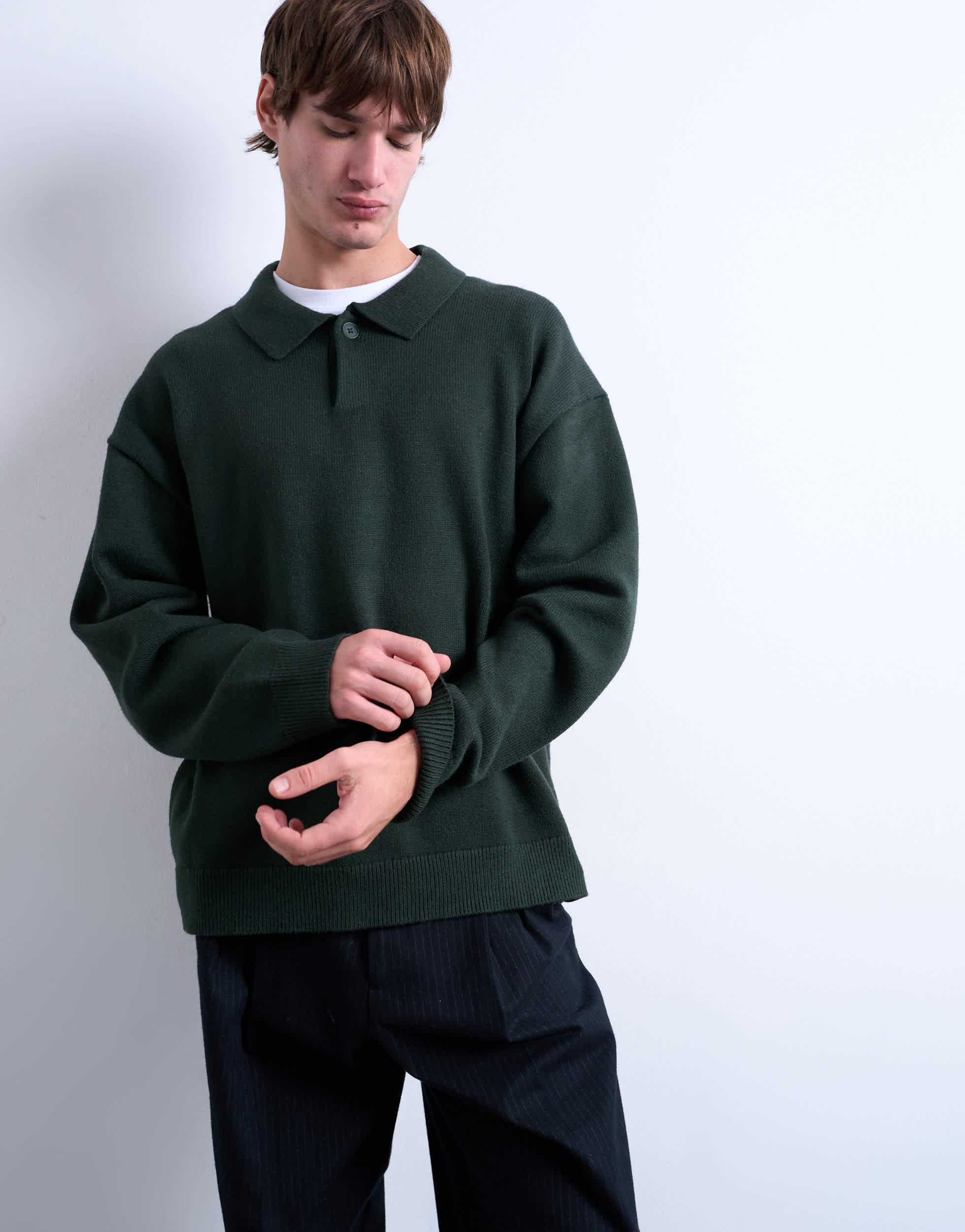 Pull polo intelligent en maille Topman vert foncé