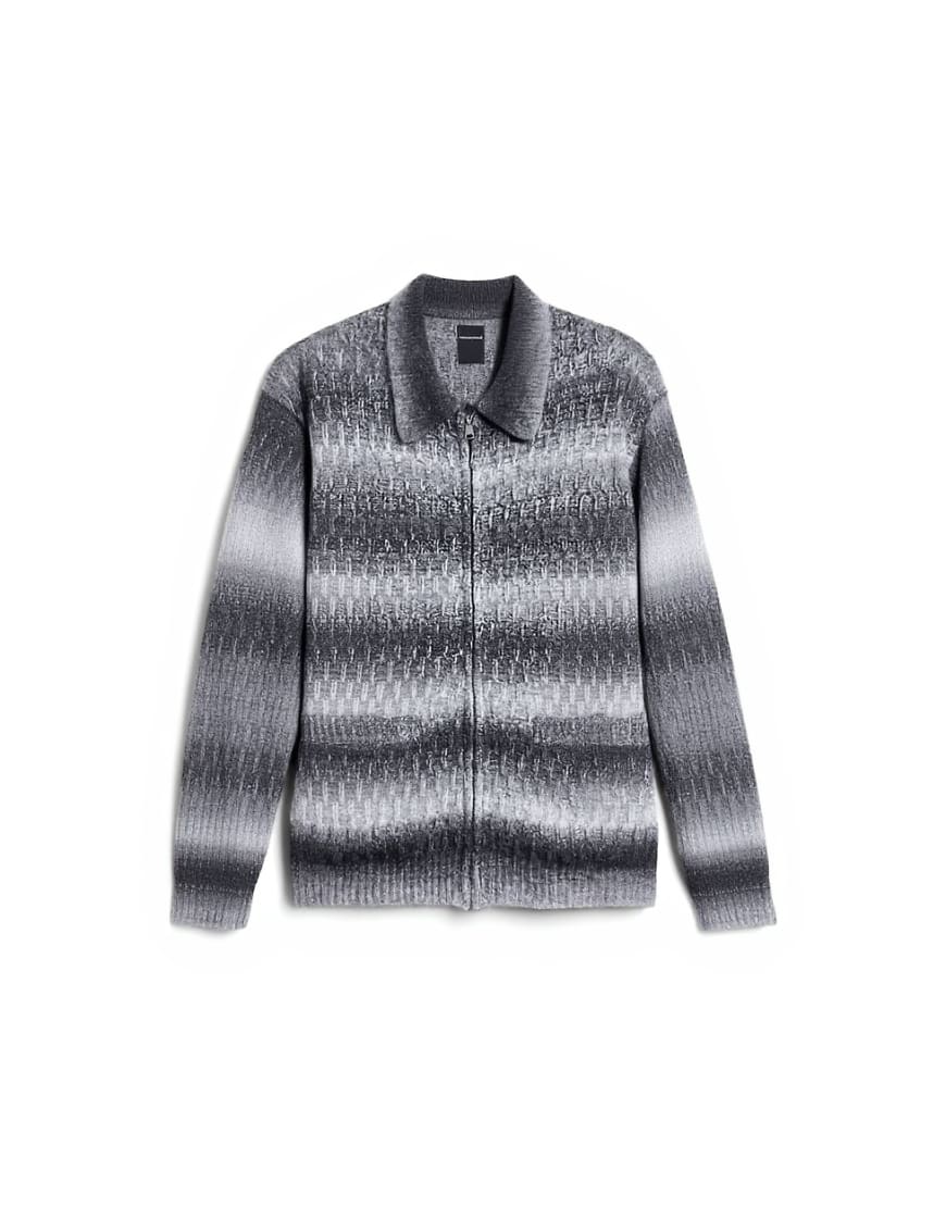 Topman knitted blend zip through cardigan in grey