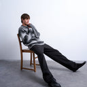 Cardigan zippé en maille mélangée grise Topman