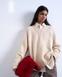 Topshop knitted clean v-neck jumper in oat