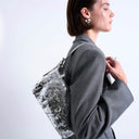 Sac bandoulière Topshop Sol à sequins argentés avec anse en cuir