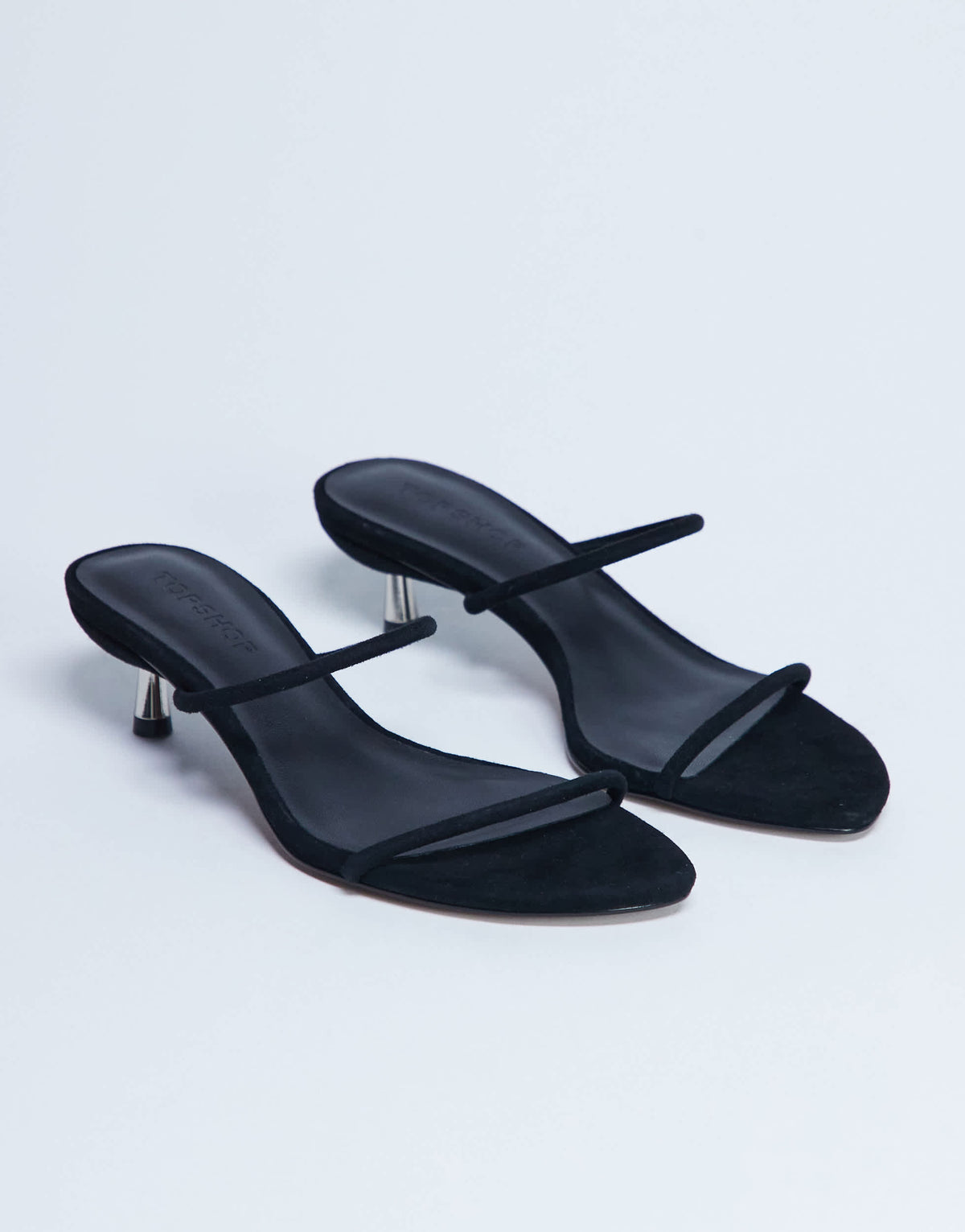 Topshop Ada real suede kitten heel mule in black