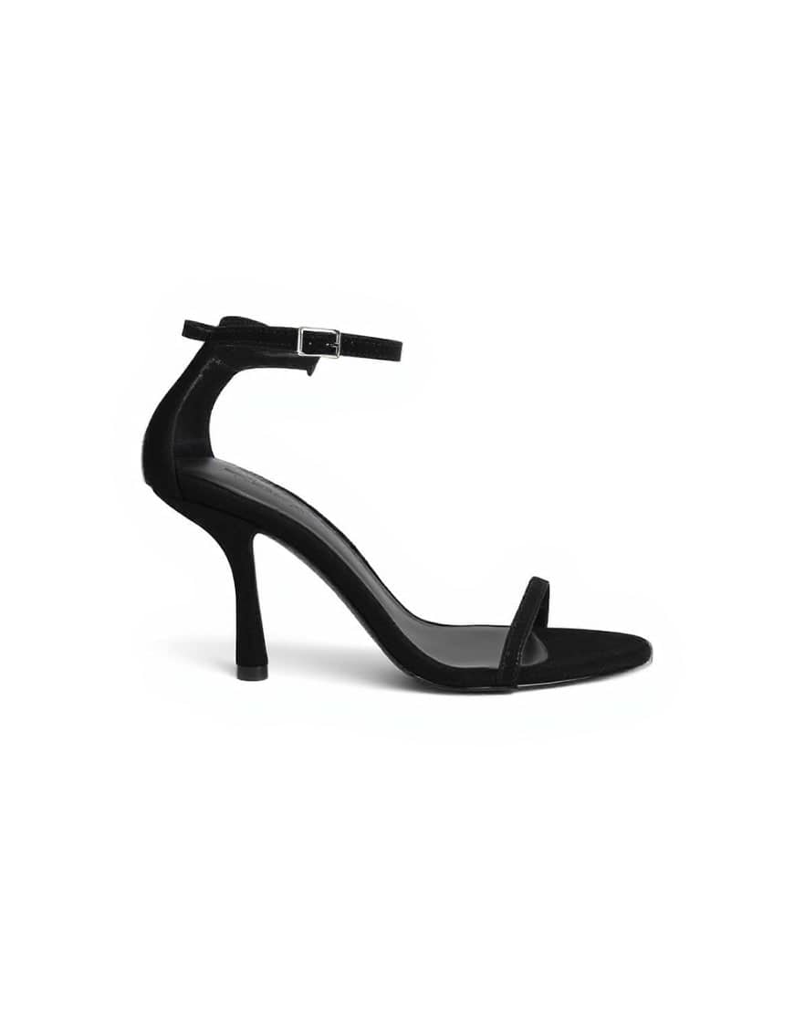Topshop Alexi real suede 2 part heeled sandal in black