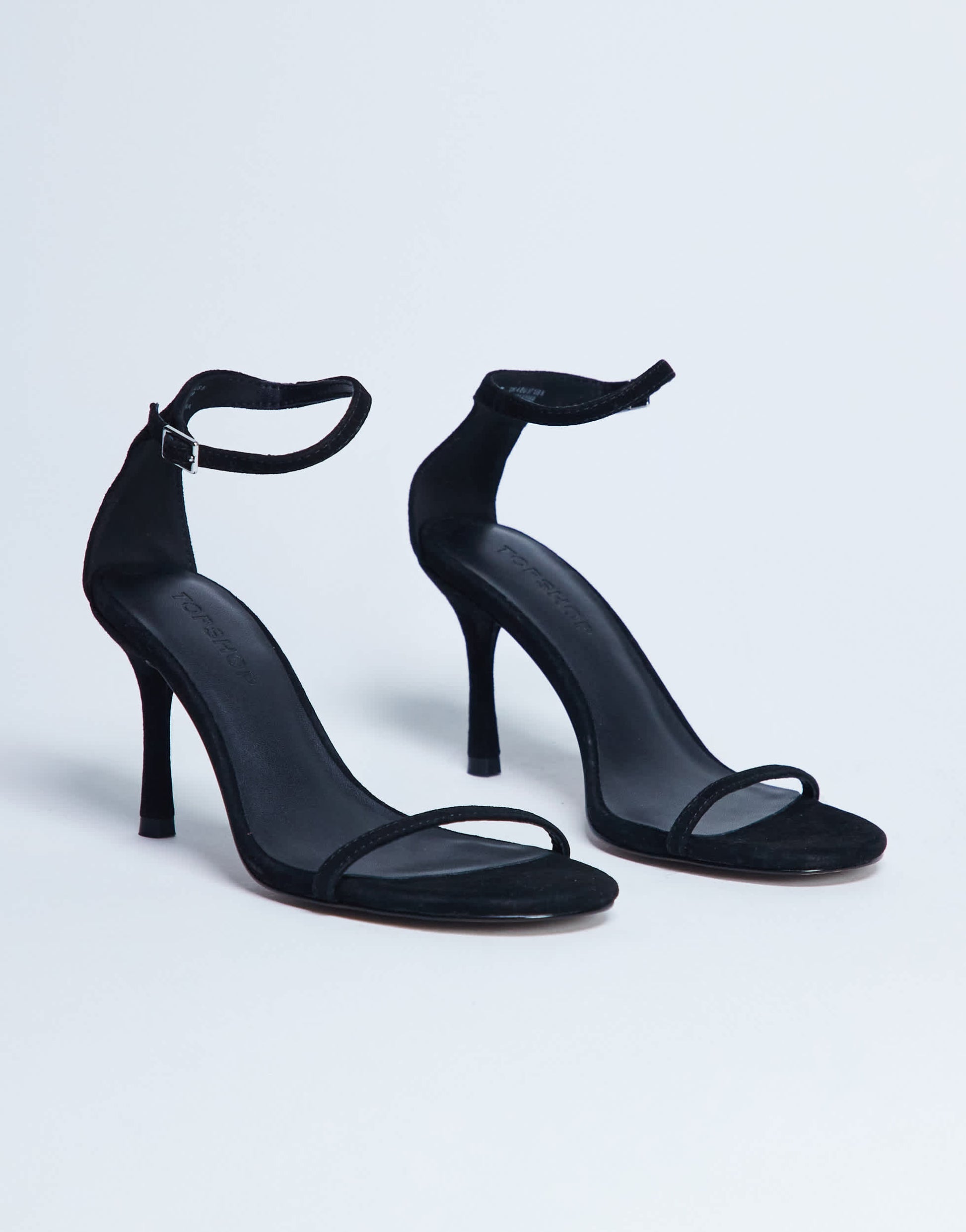 Topshop Alexi real suede 2 part heeled sandal in black