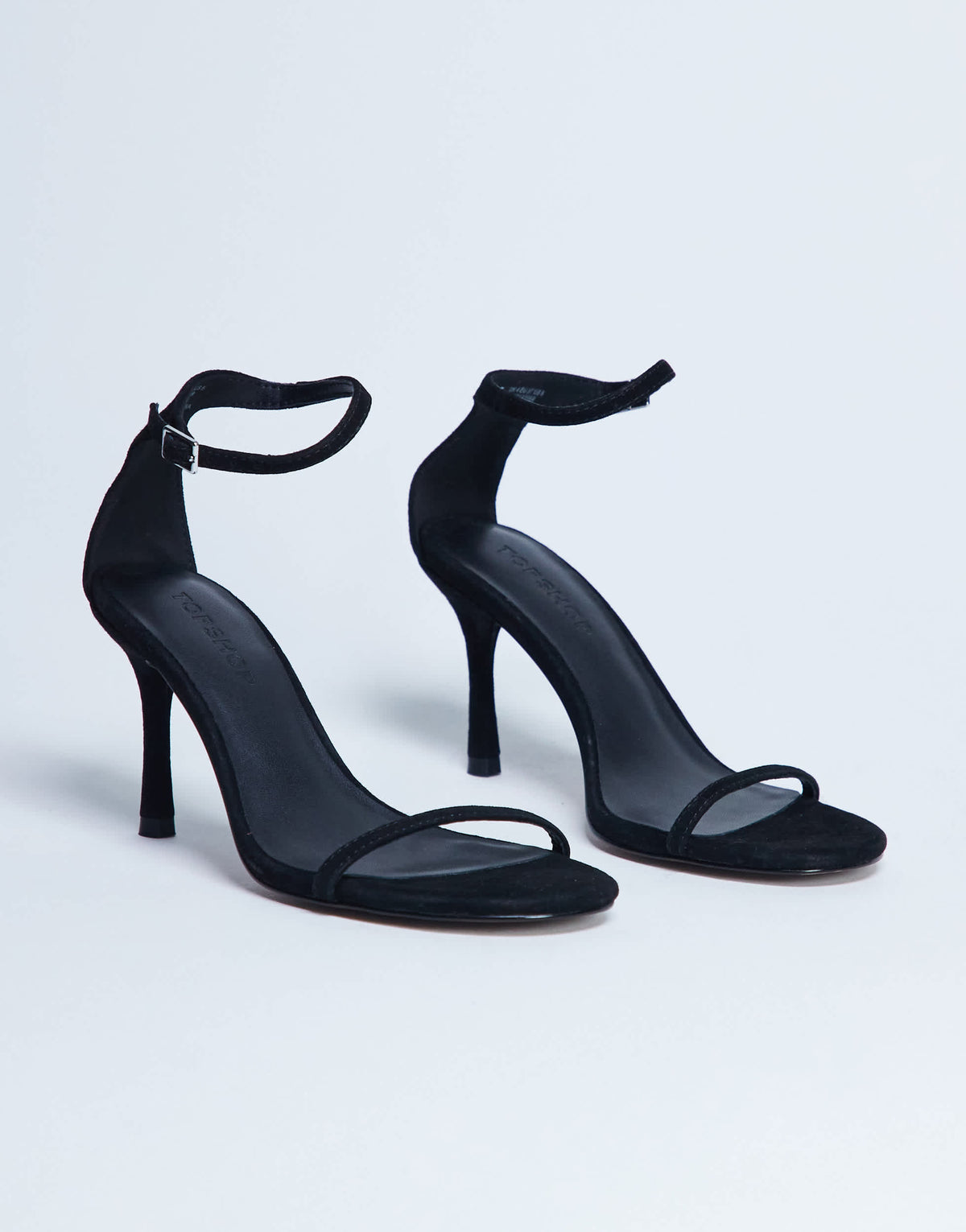 Topshop Alexi real suede 2 part heeled sandal in black