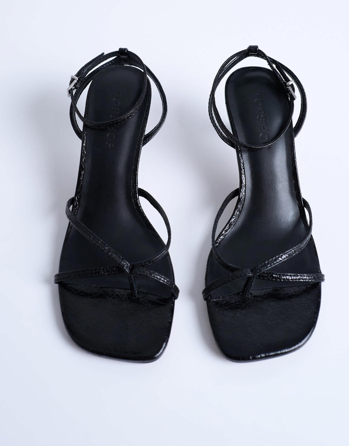 Topshop Ila toe loop mid heel sandal in black