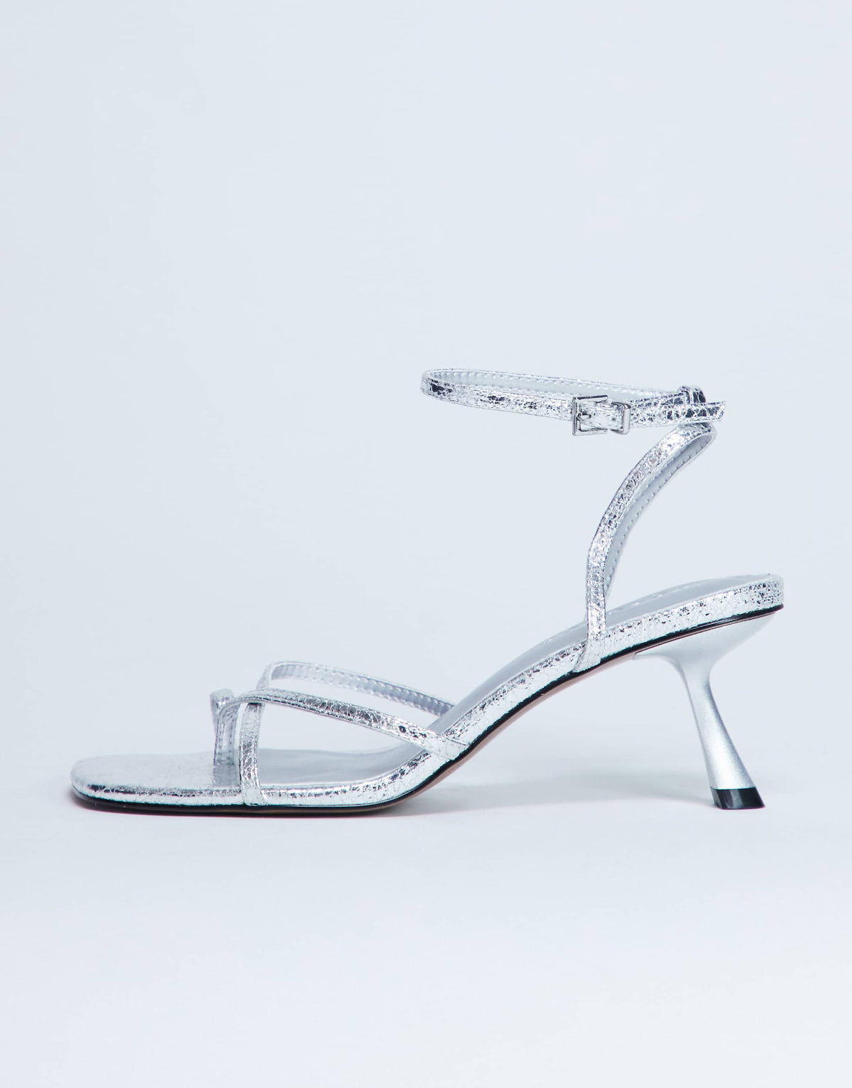 Topshop Ila toe loop mid heel sandal in silver