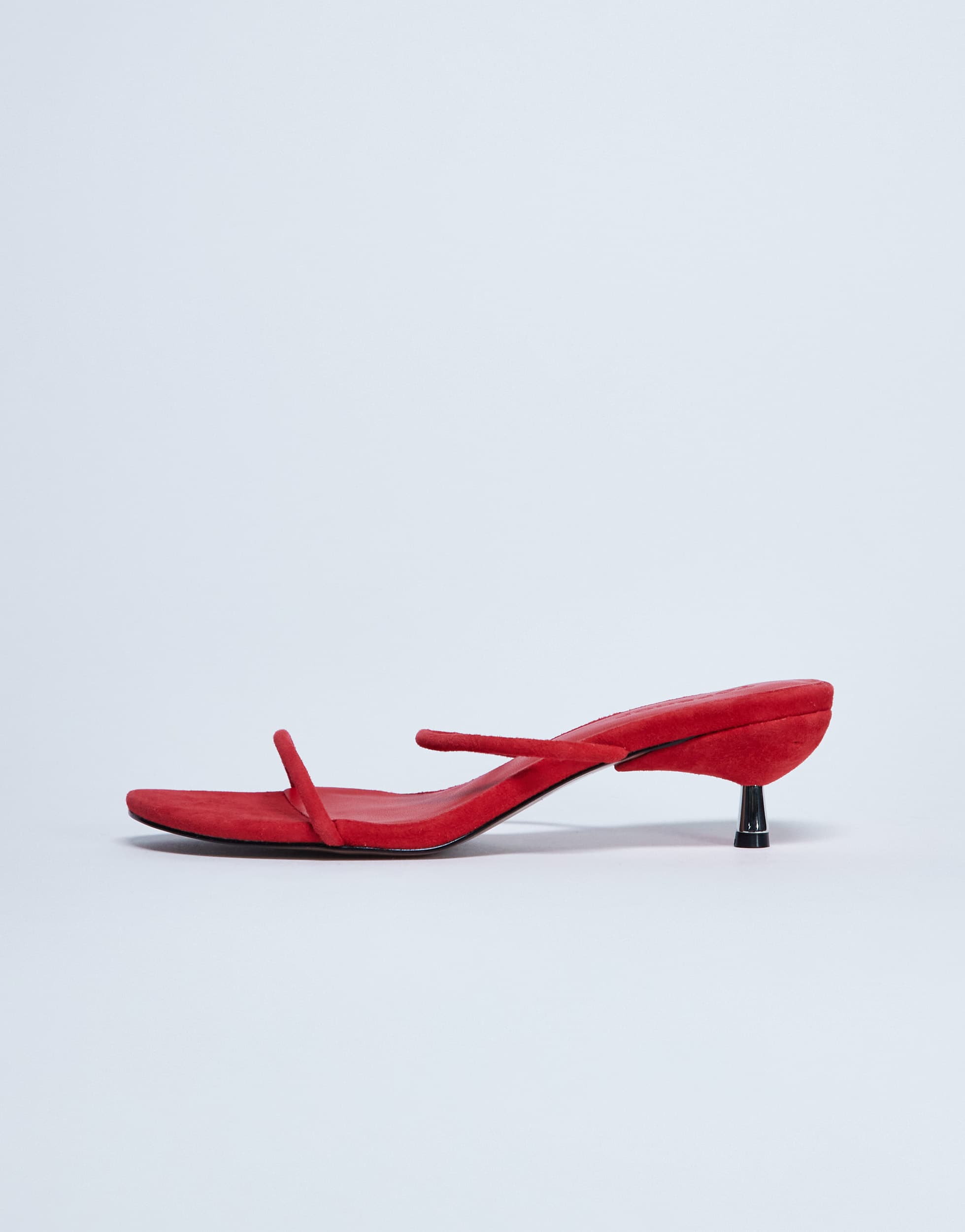 Mule à petit talon en daim rouge Topshop Ada