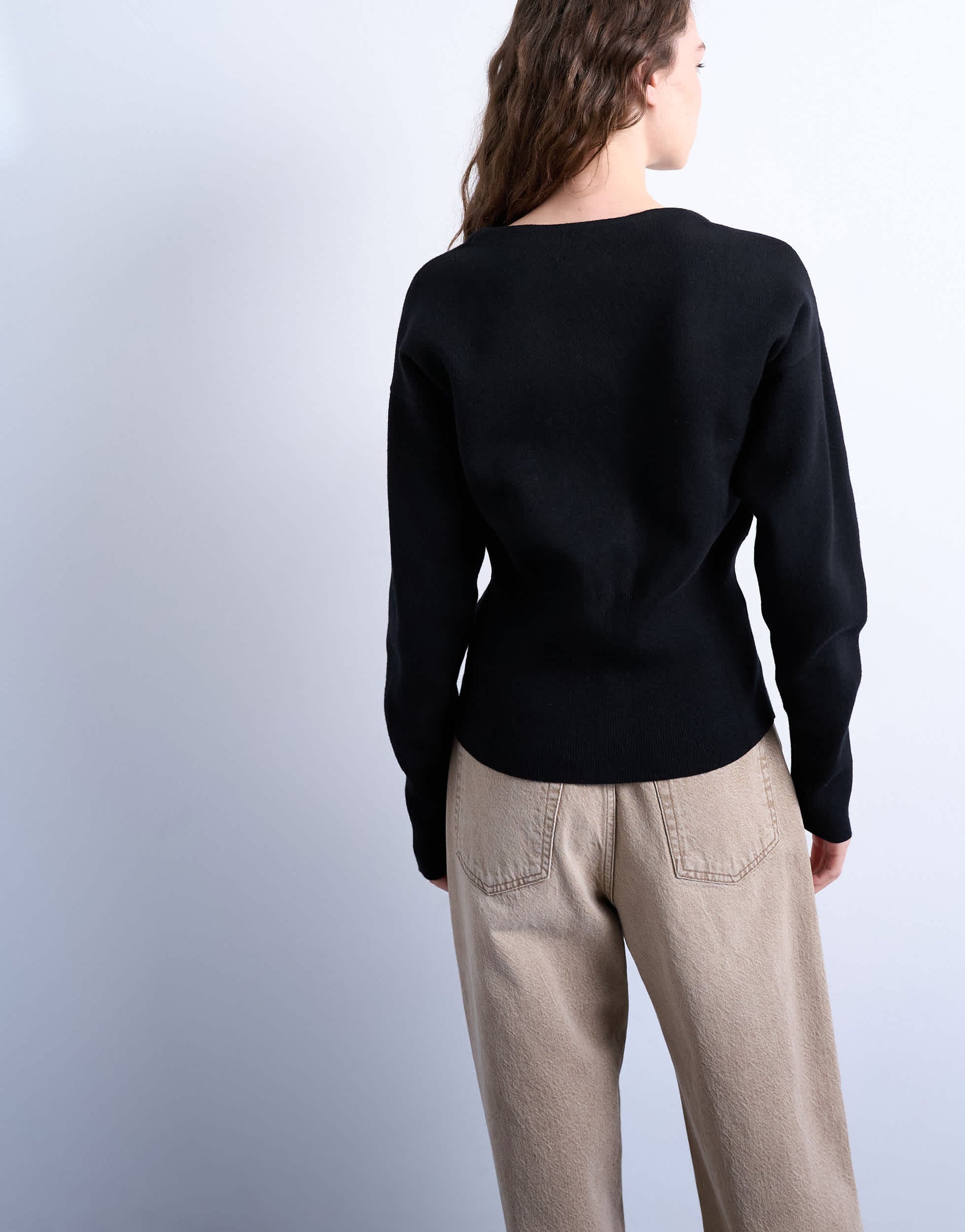 Topshop knitted V neck longline clean cinch waist cardigan in black