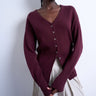 Topshop Strickjacke mit langem V-Ausschnitt und tailliertem Schnitt in Pflaumenfarbe