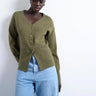 Topshop Strickjacke mit langem, schlichtem Schnitt und V-Ausschnitt sowie Taillengürtel in Grün