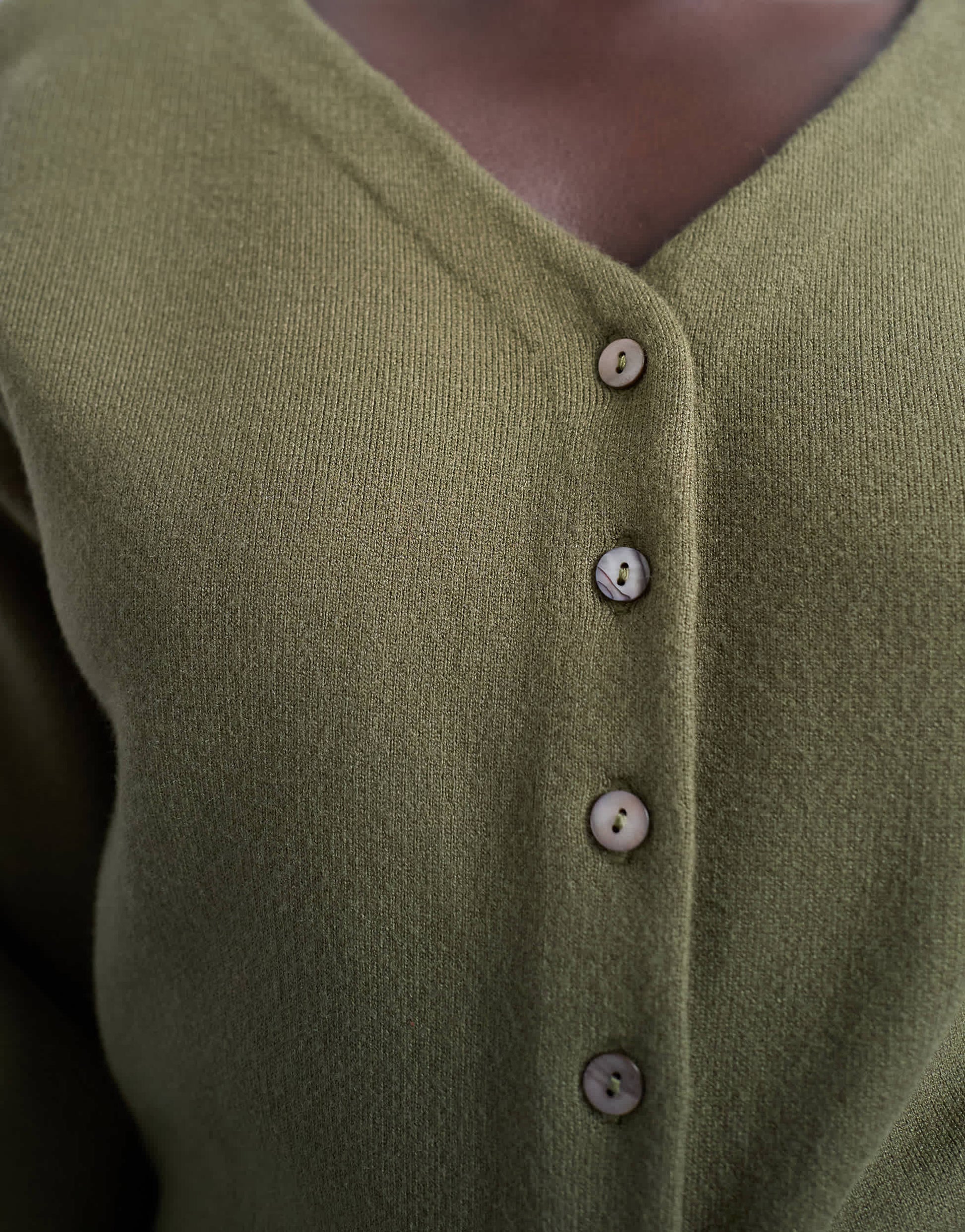 Topshop knitted V neck longline clean cinch waist cardigan in green