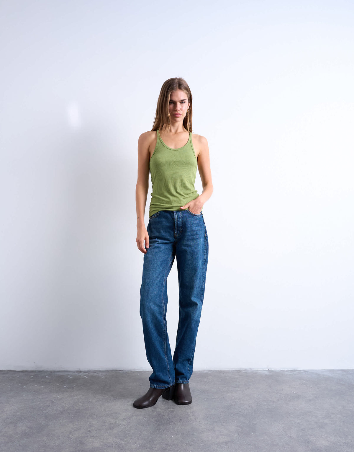 Topshop Kort high rise straight jean in rich blue