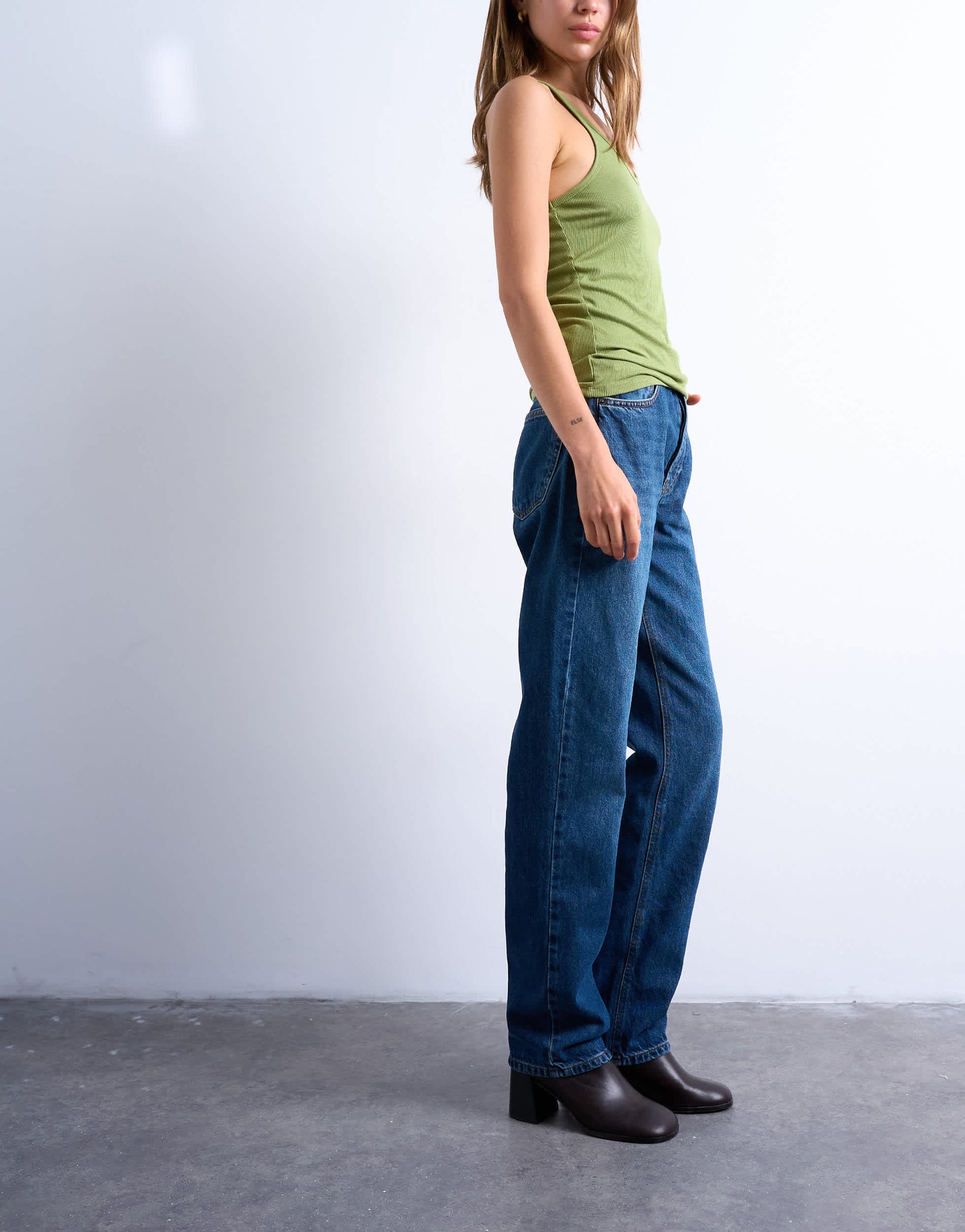 Topshop Kort high rise straight jean in rich blue