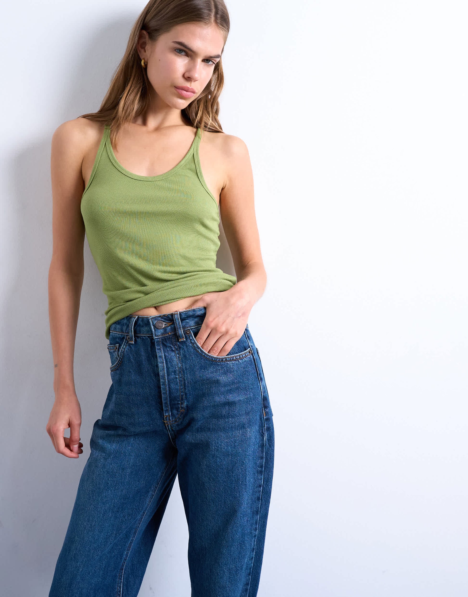 Topshop Kort high rise straight jean in rich blue
