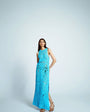 Topshop knitted premium crochet maxi dress in Blue