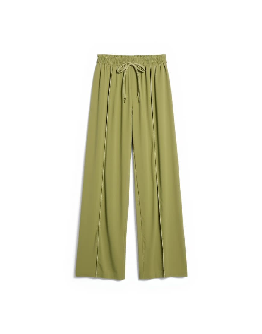 Topshop velvet mid rise tie waist wide leg jogger in bright green