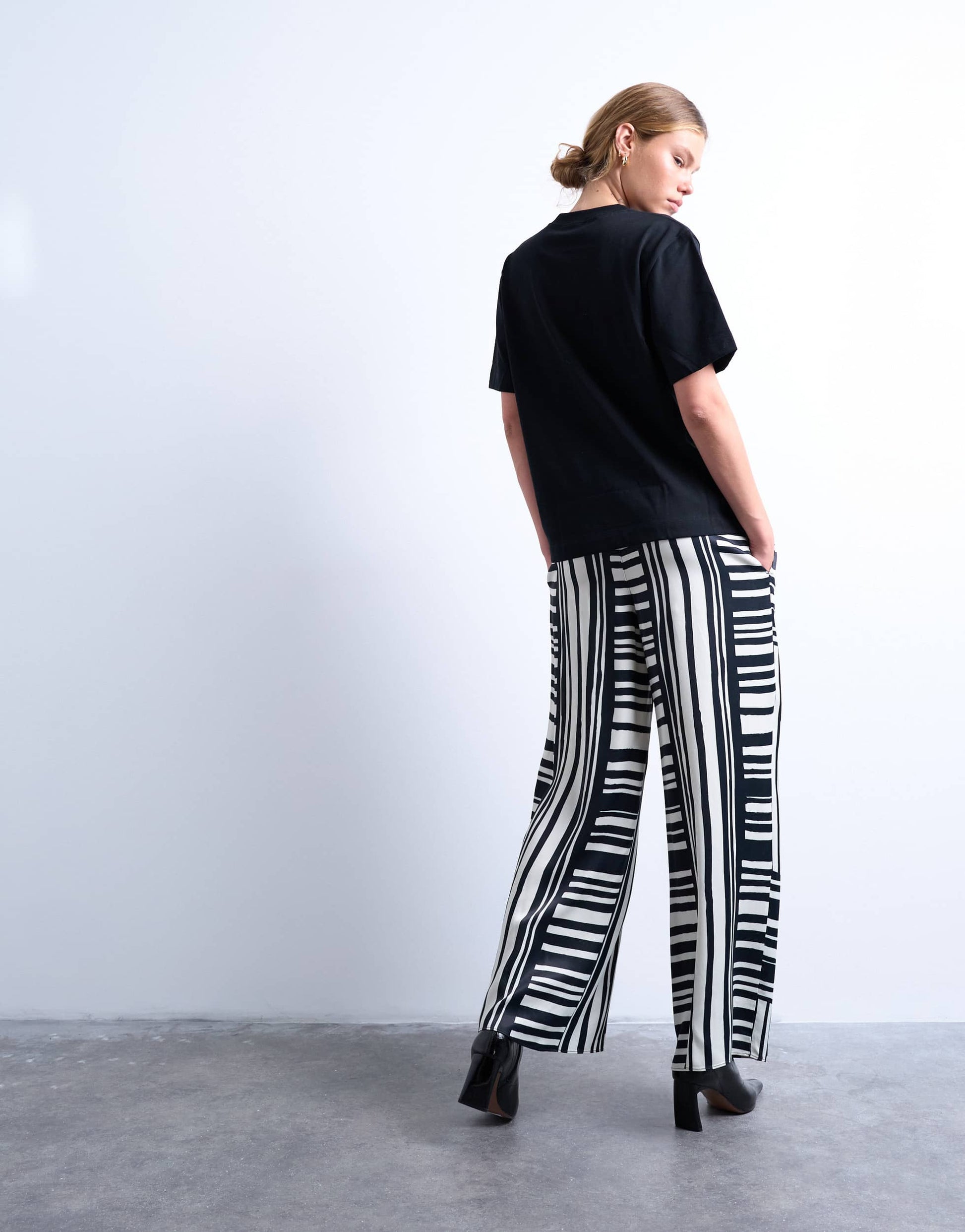 Topshop co ord mono bold stripe satin trouser