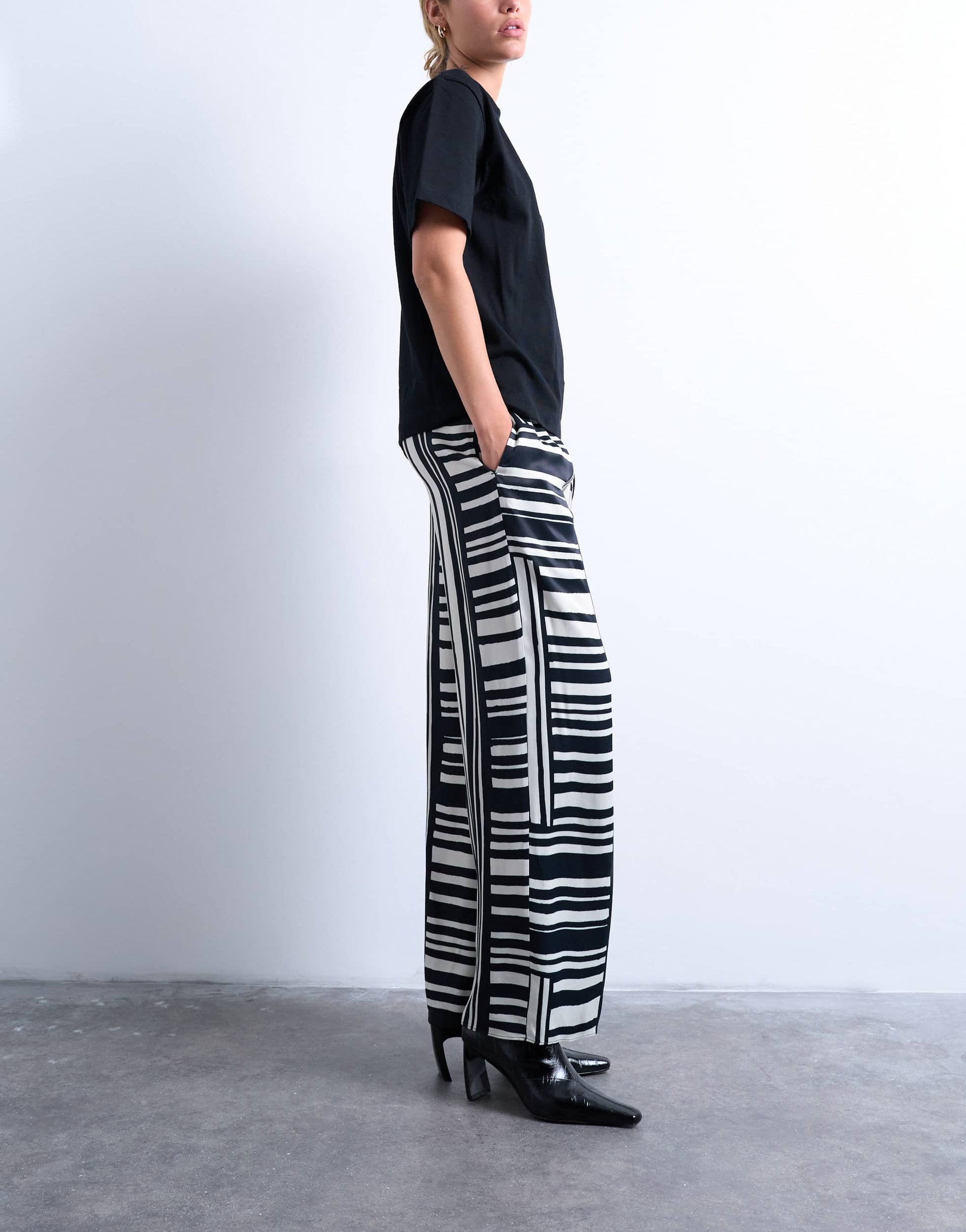 Topshop co ord mono bold stripe satin trouser