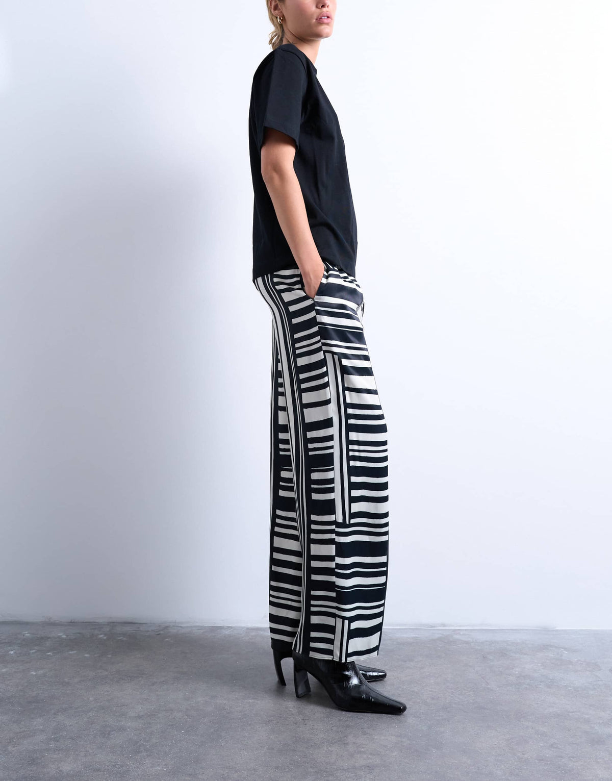 Topshop co ord mono bold stripe satin trouser