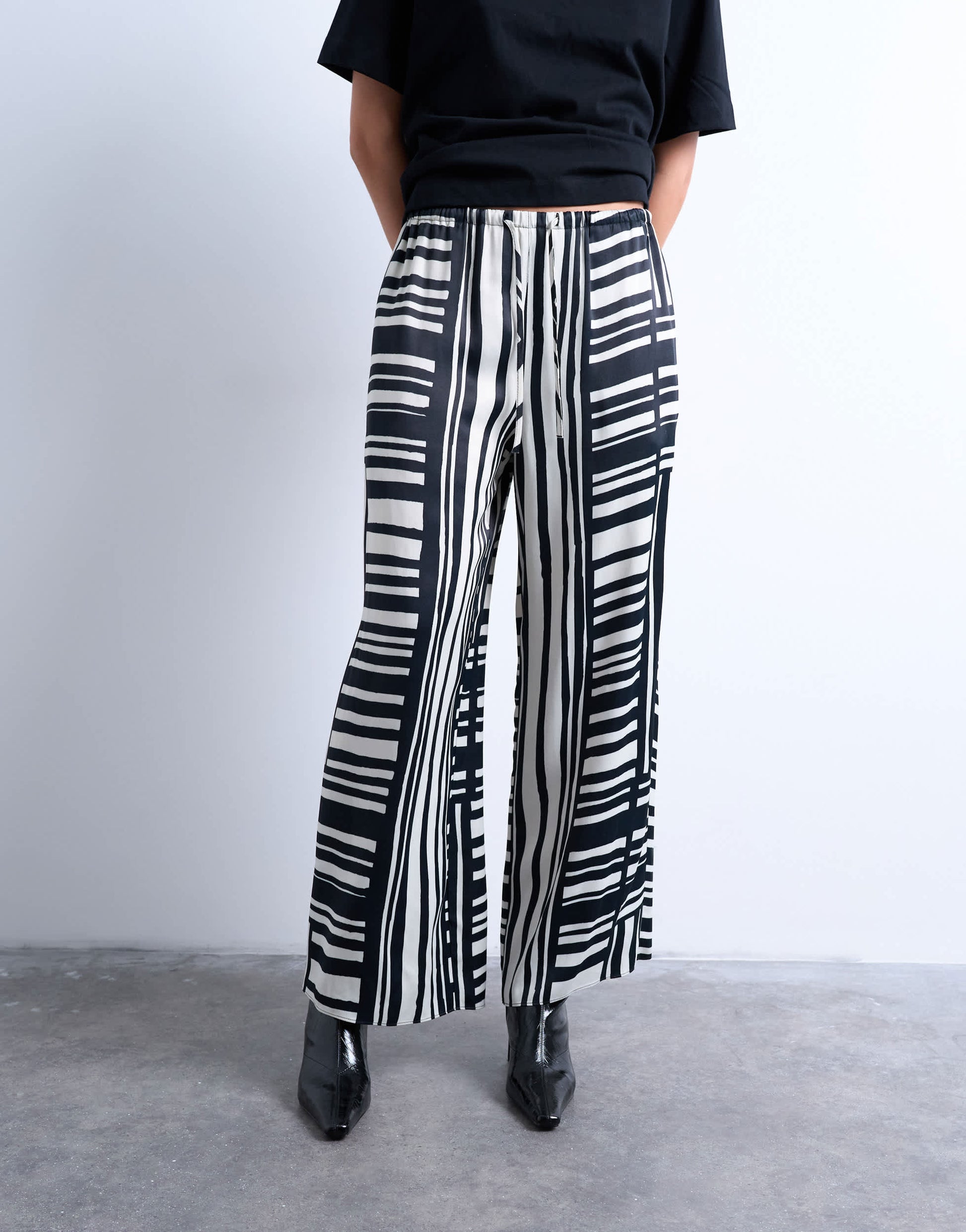 Topshop co ord mono bold stripe satin trouser