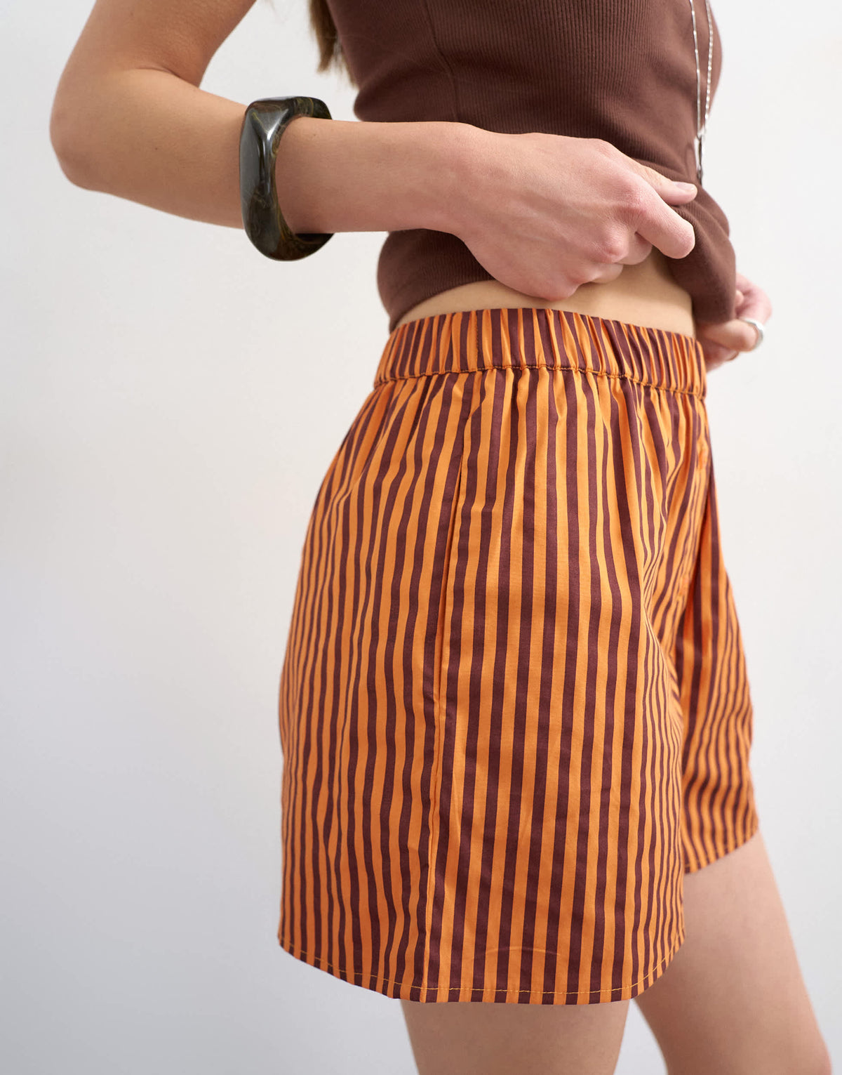 Topshop stripe boxer short in orange