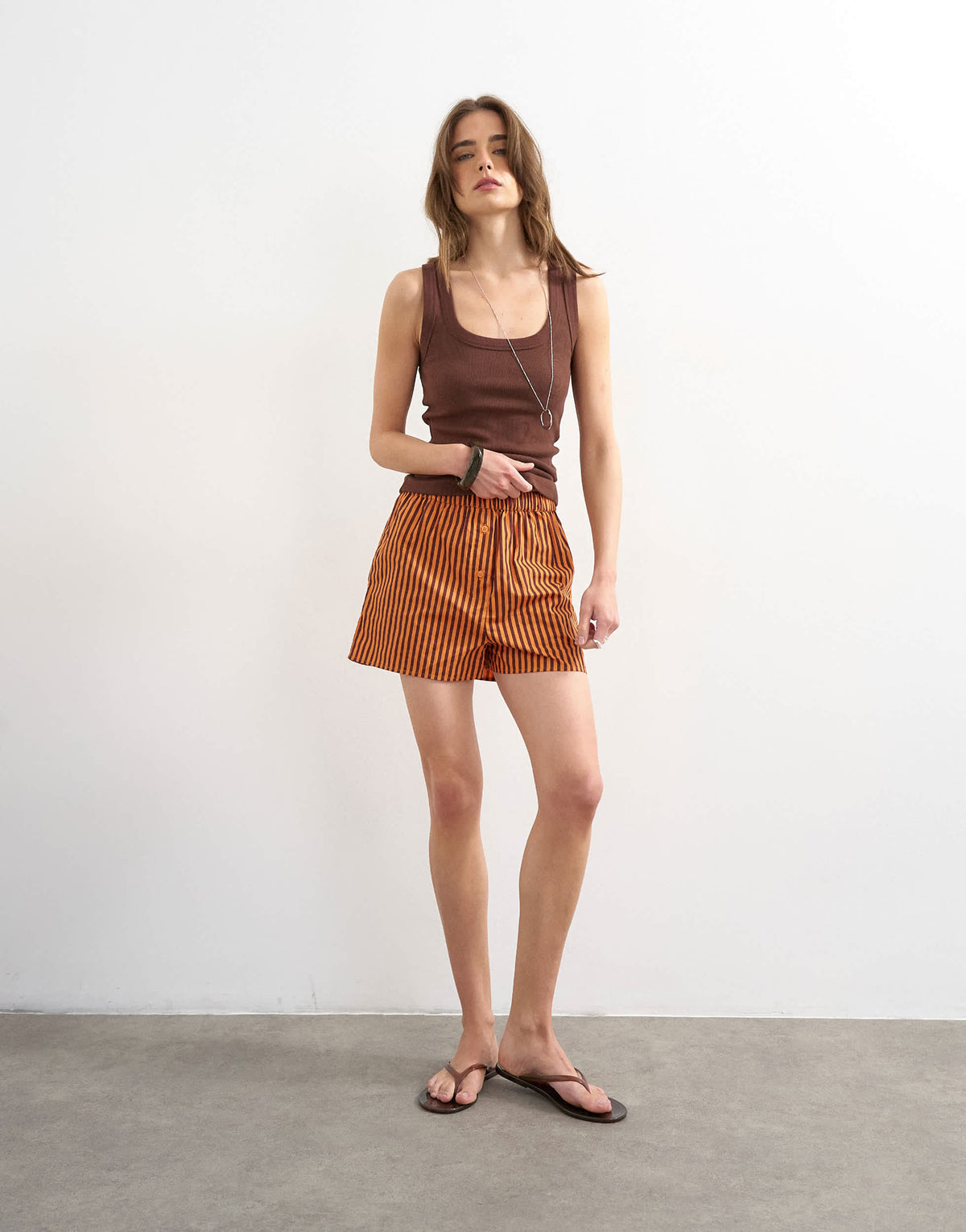 Topshop stripe boxer short in orange