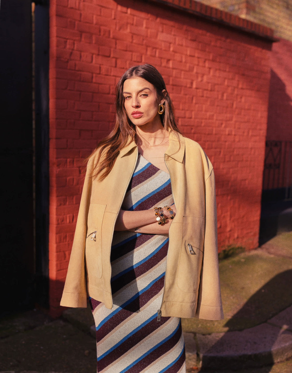 Topshop knitted one shoulder maxi dress in stripe