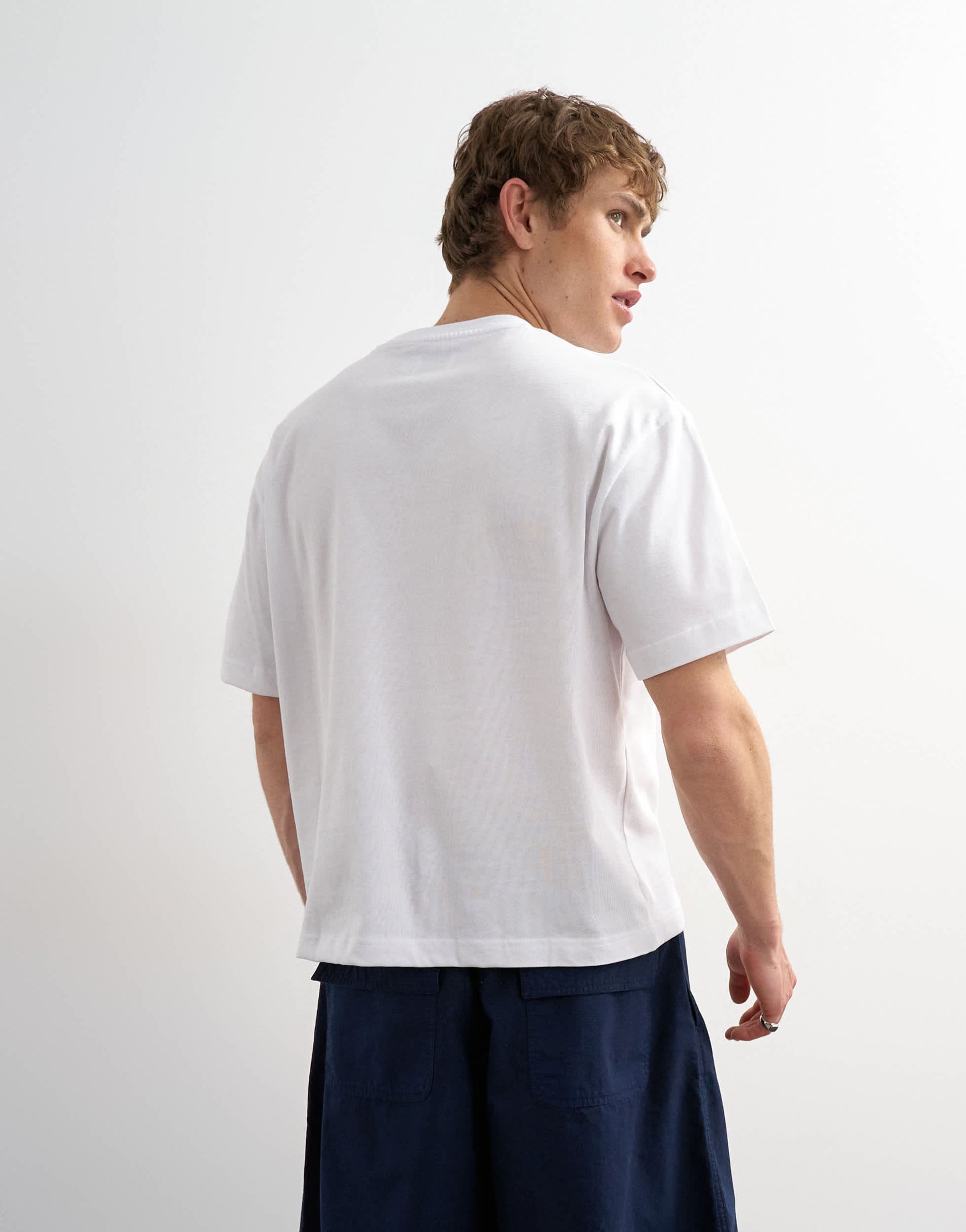 Topman crop fit palm embroidery in white