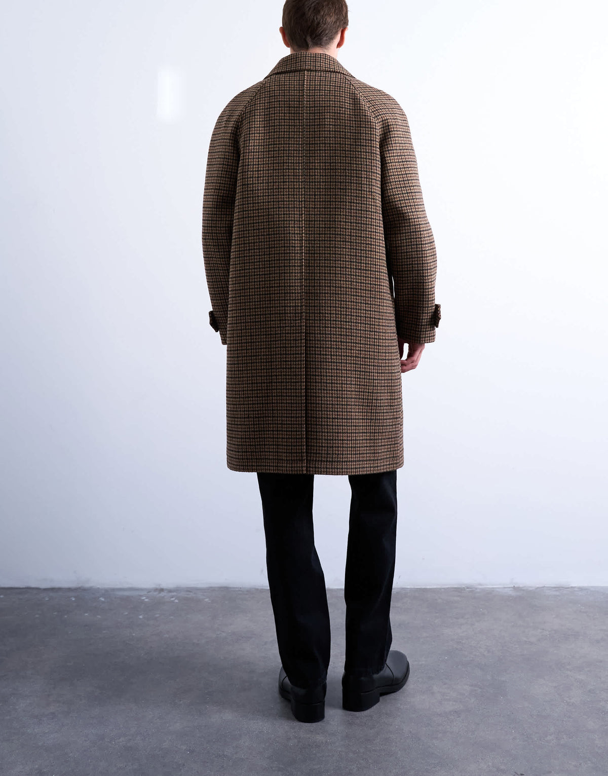 Topman oversized brushed check overcoat with wool in brown