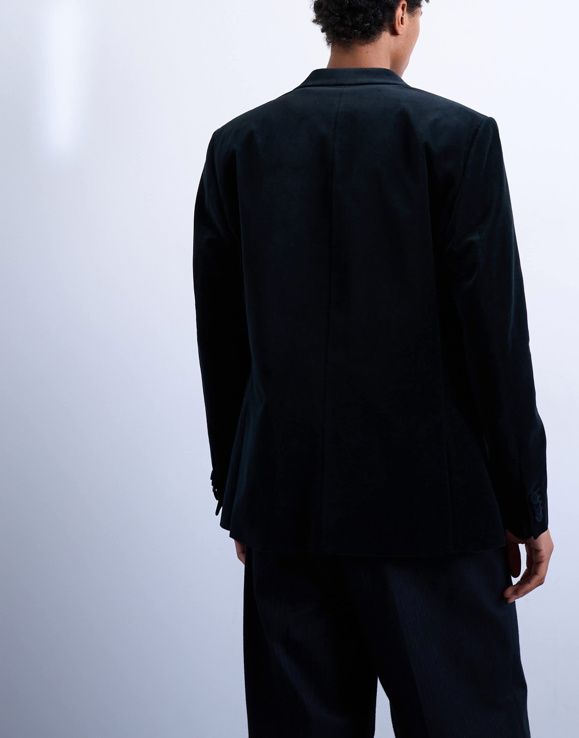 Topman velvet blazer in black