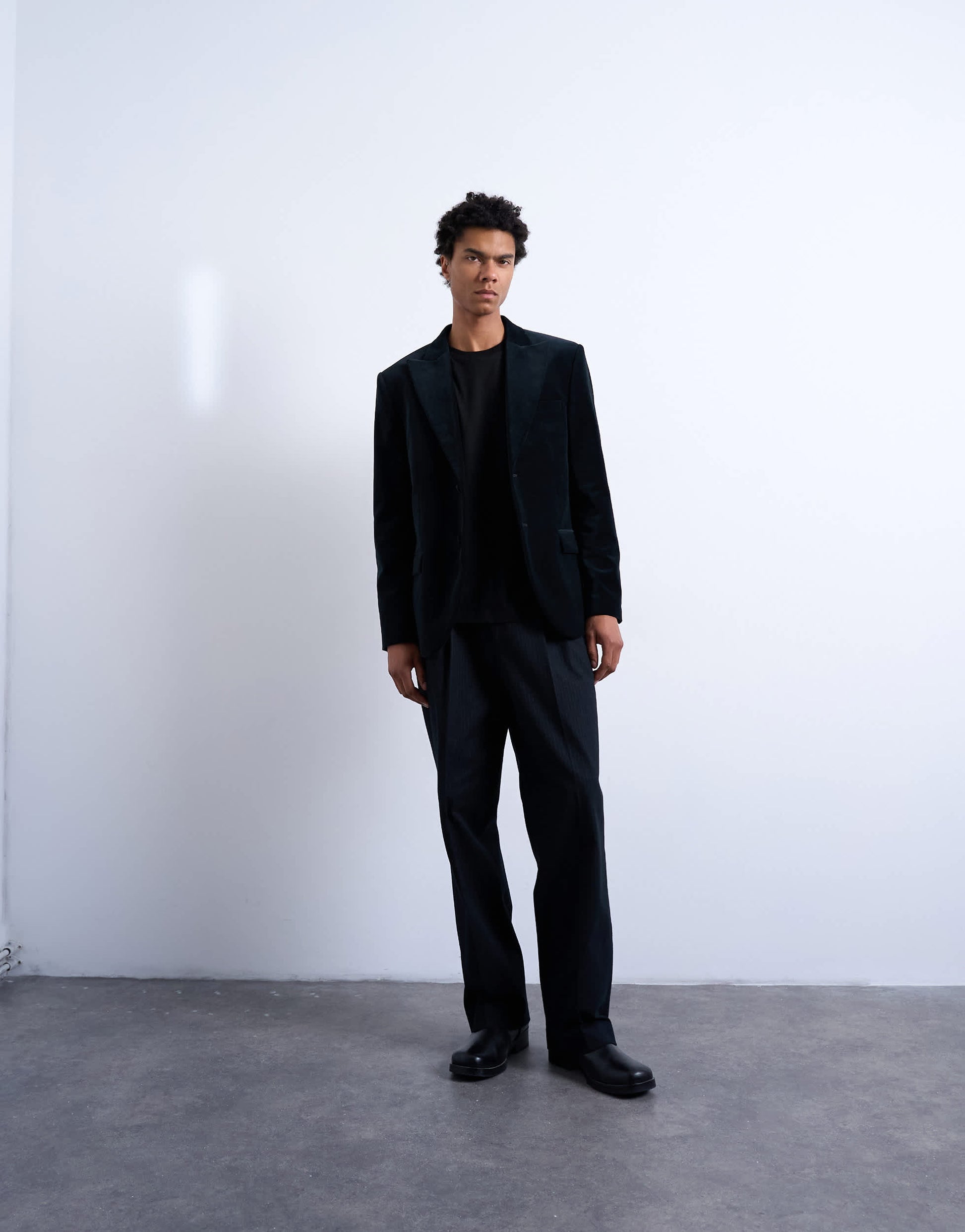 Topman velvet blazer in black
