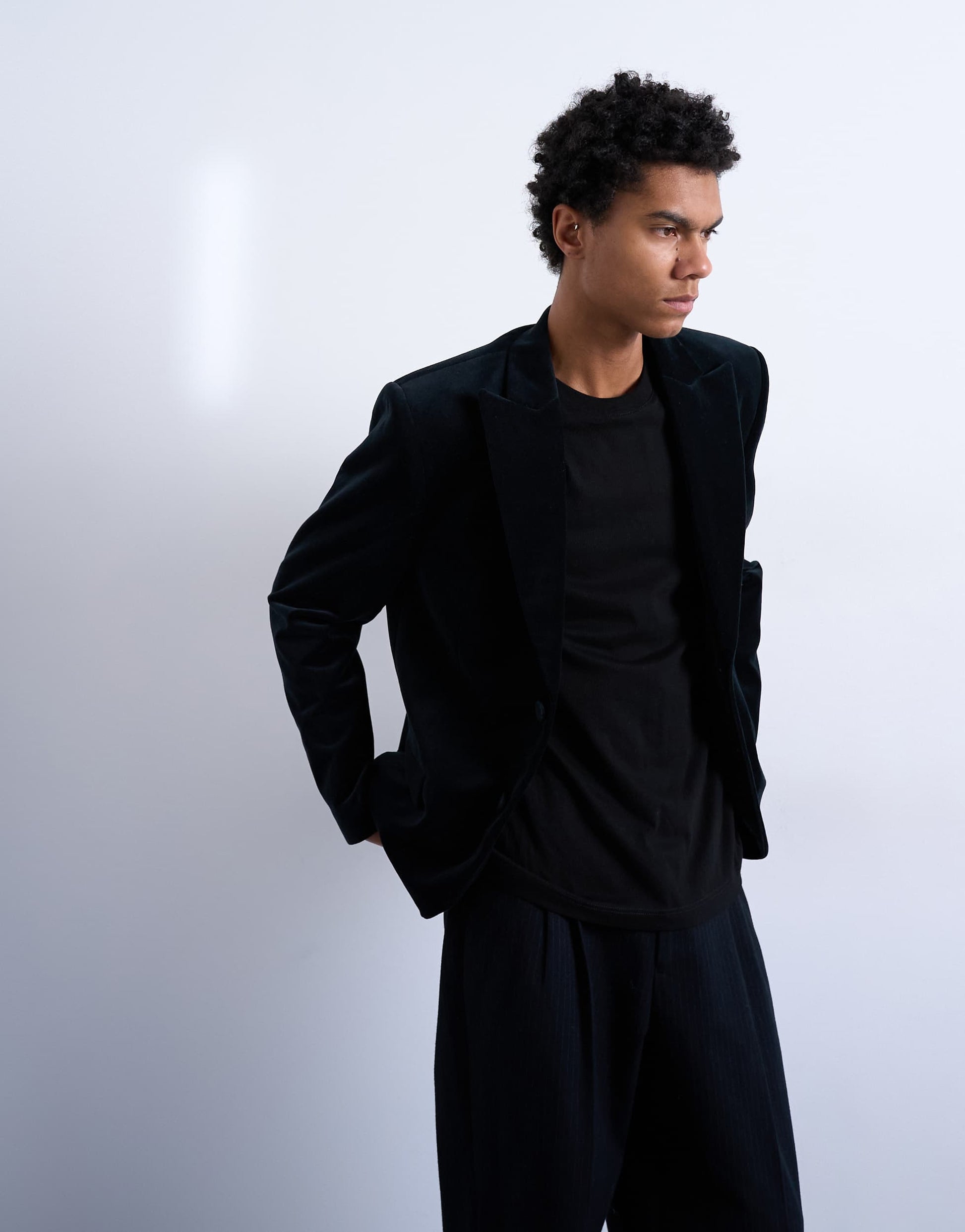 Topman velvet blazer in black