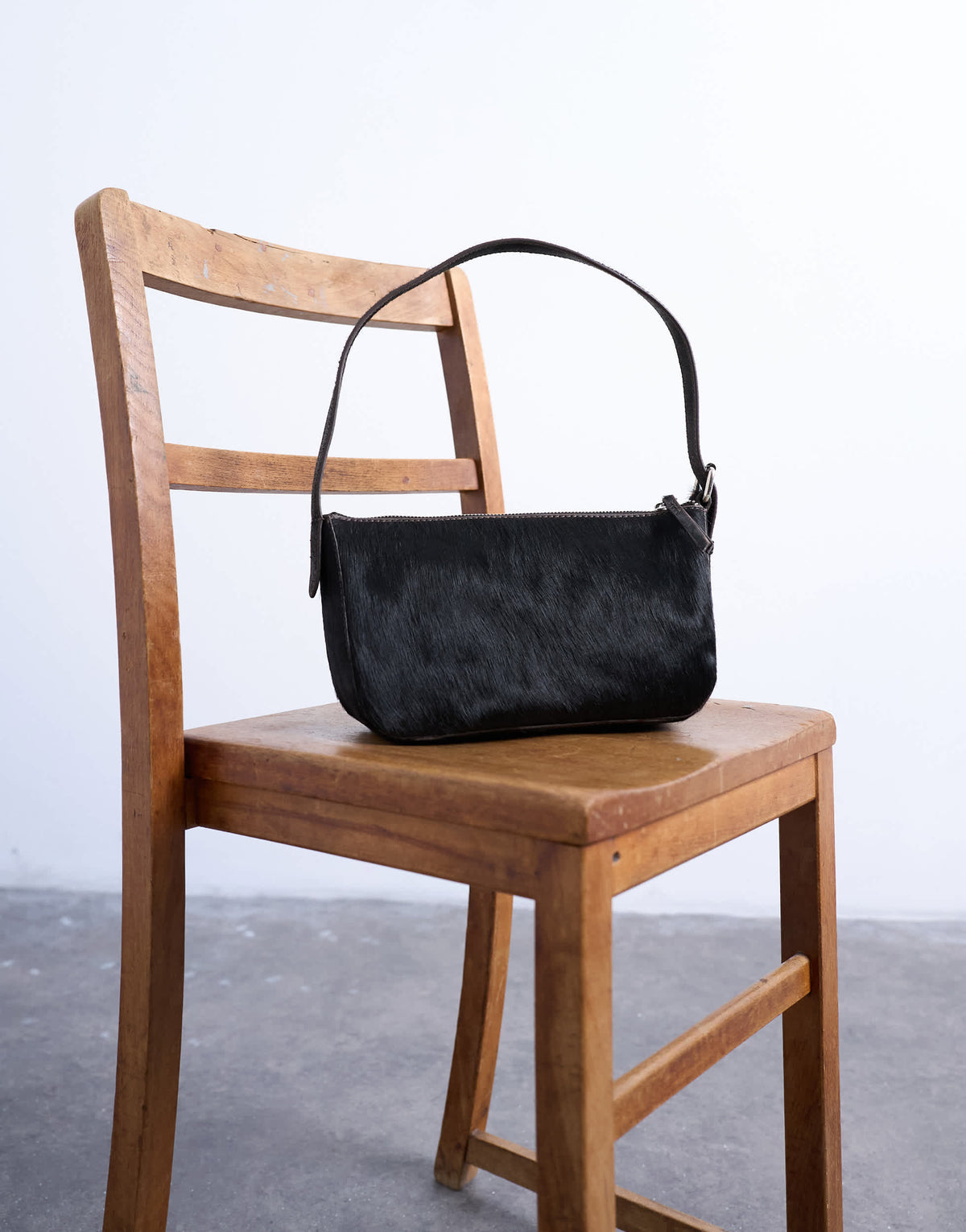 Topshop Stina hair on real leather shoulder bag in chocolate