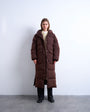 Topshop longline techy puffer jacket in chocolate
