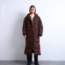 Topshop longline techy puffer jacket in chocolate