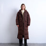 Topshop lange, technische Steppjacke in Schokoladenbraun