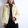 Topshop Western-Truckerjacke aus Kunstpelz in Buttermilch