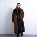 Topshop double breasted borg longline coat in brown