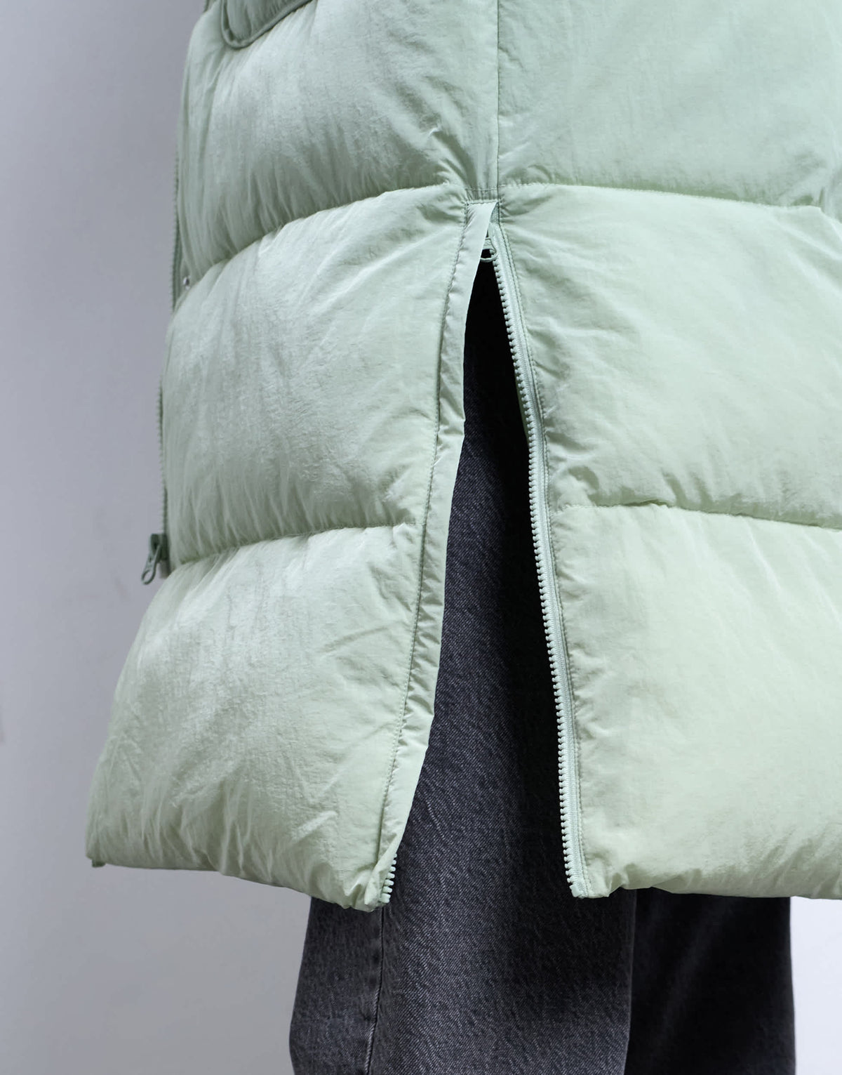 Topshop longline techy puffer jacket in green sage