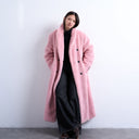 Topshop double breasted borg longline coat in pink