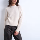 Topshop knitted raglan exposed seam jumper in oat
