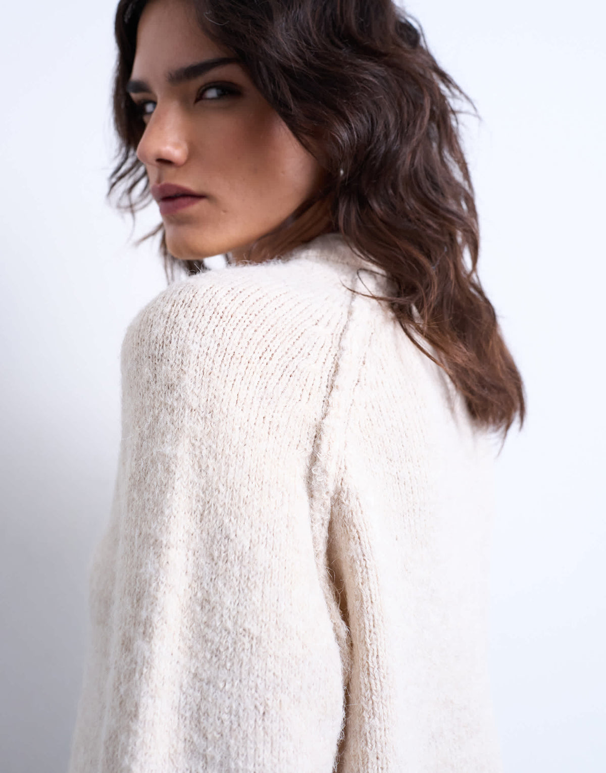 Topshop knitted raglan exposed seam jumper in oat