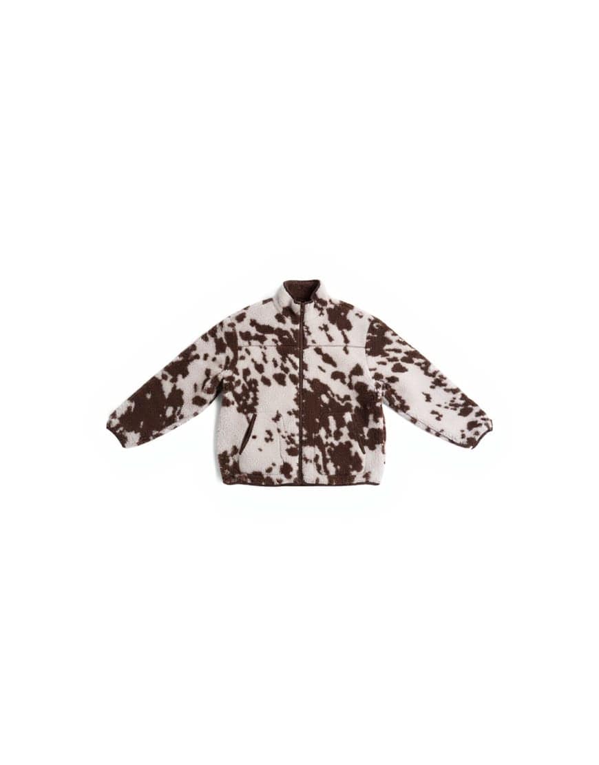 Topshop fleece borg jacket in cow print