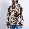 Topshop fleece borg jacket in cow print