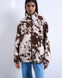 Topshop fleece borg jacket in cow print